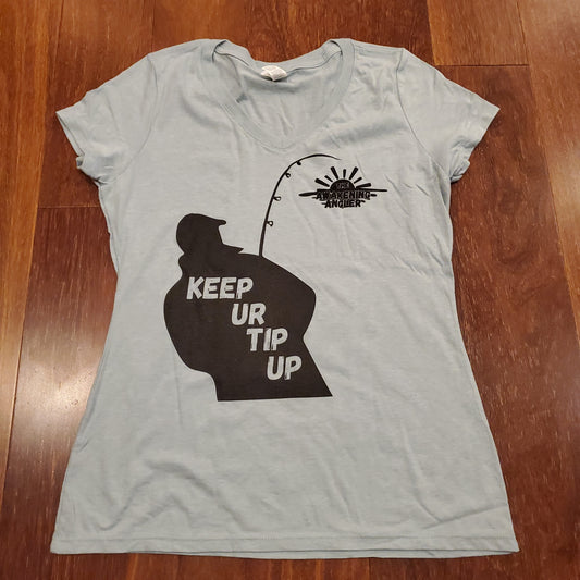 Womens V-neck S/S TIP UP TEE